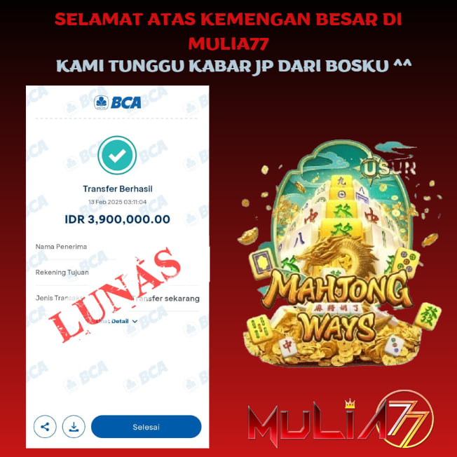 Menang Jackpot Slot Online Gacor MULIA77 Resmi Rp 3.900.000