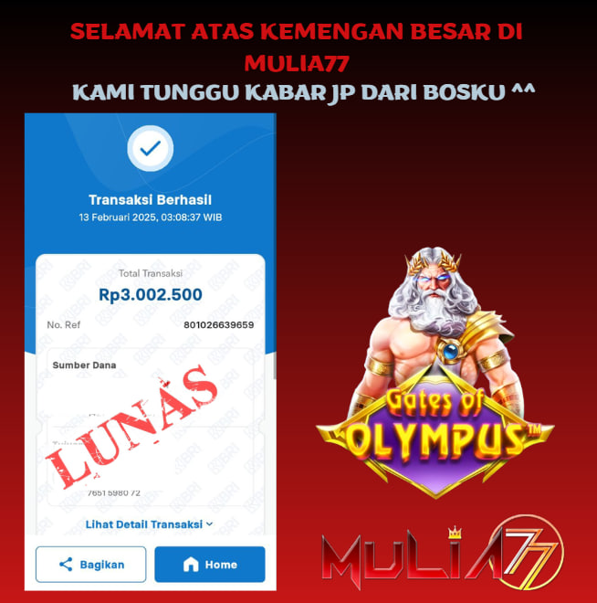 Menang Jackpot Slot Online Gacor MULIA77 Resmi Rp 3.002.500