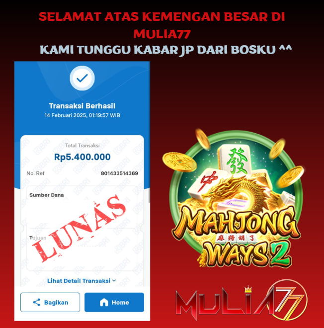 Menang Jackpot Slot Online Gacor MULIA77 Resmi Rp 5.400.000