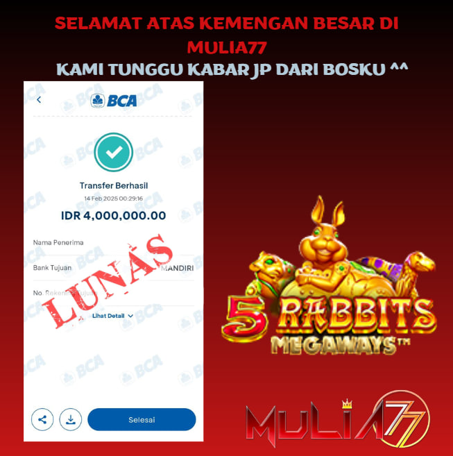 Menang Jackpot Slot Online Gacor MULIA77 Resmi Rp 4.000.000