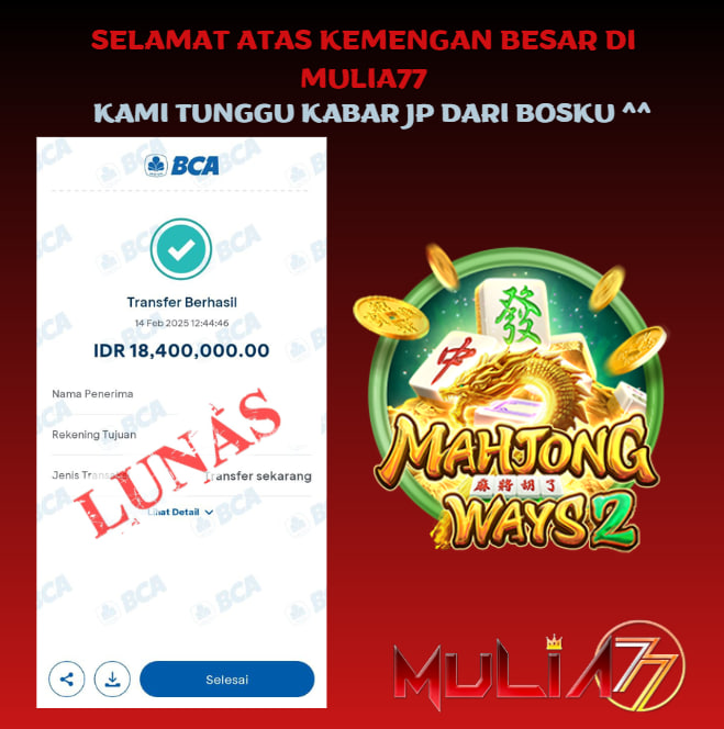 Menang Jackpot Slot Online Gacor MULIA77 Resmi Rp 18.400.000