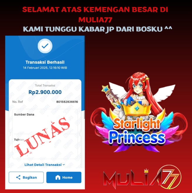Menang Jackpot Slot Online Gacor MULIA77 Resmi Rp 2.900.000