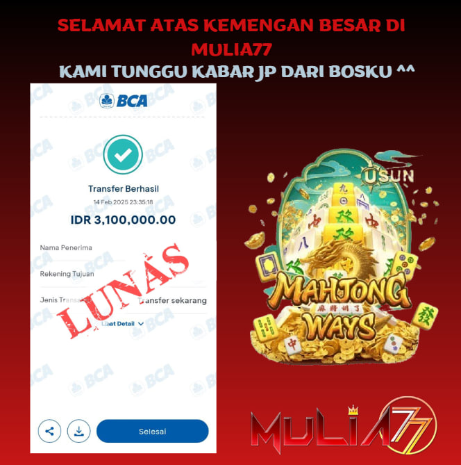 Menang Jackpot Slot Online Gacor MULIA77 Resmi Rp 3.100.000