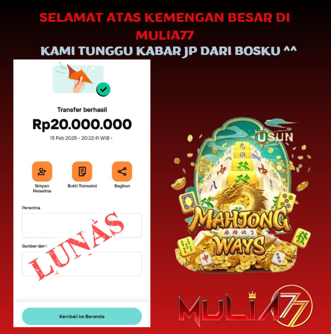 Menang Jackpot Slot Online Gacor MULIA77 Resmi Rp 20.000.000