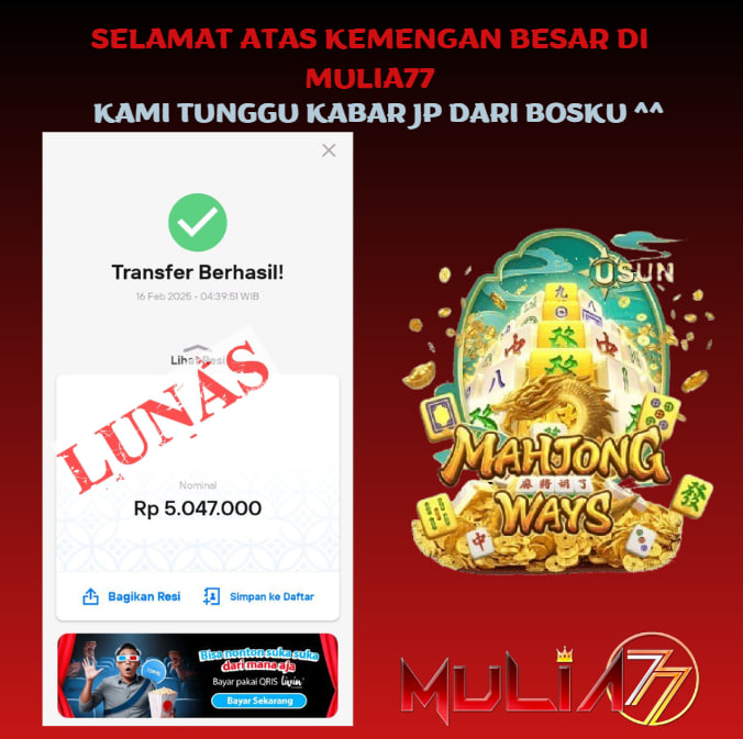 Menang Jackpot Slot Online Gacor MULIA77 Resmi Rp 5.047.000