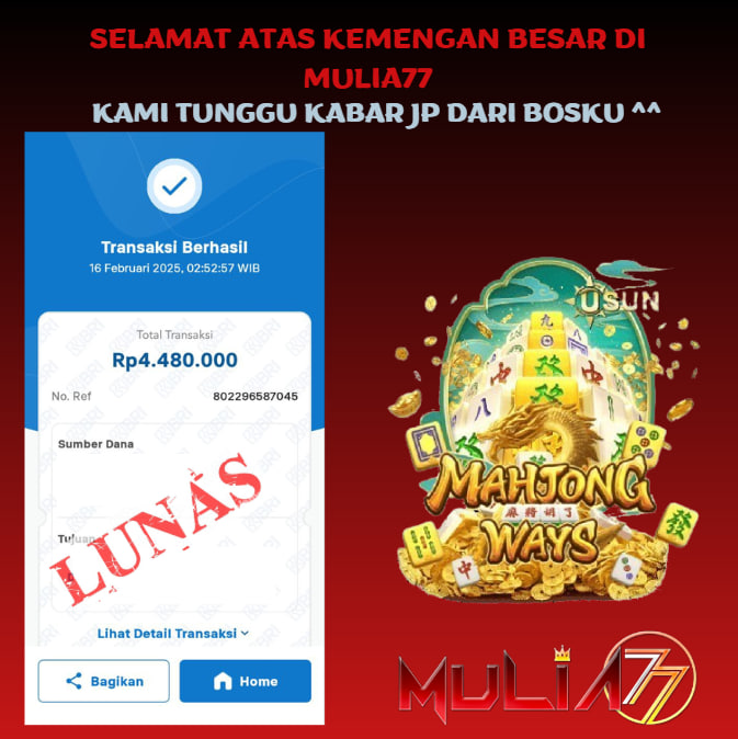 Menang Jackpot Slot Online Gacor MULIA77 Resmi Rp 4.480.000