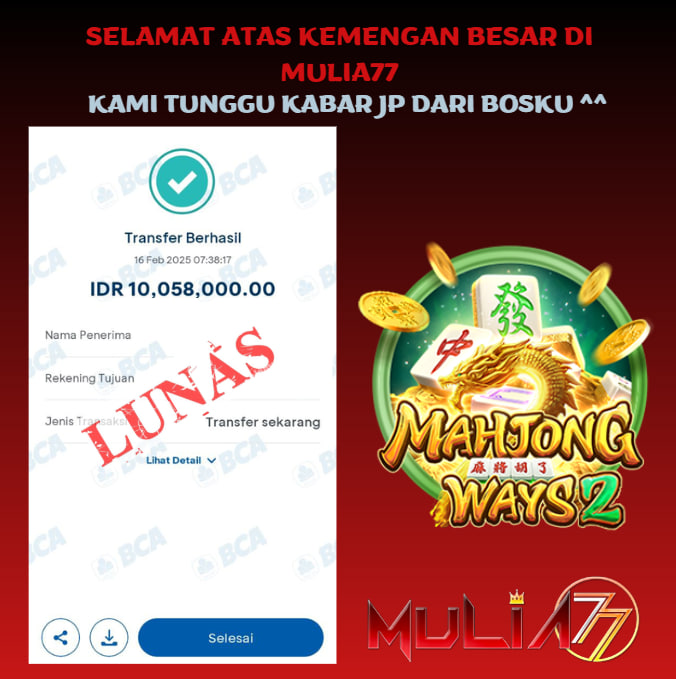 Menang Jackpot Slot Online Gacor MULIA77 Resmi Rp 10.058.000