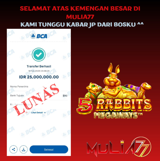 Menang Jackpot Slot Online Gacor MULIA77 Resmi Rp 25.000.000