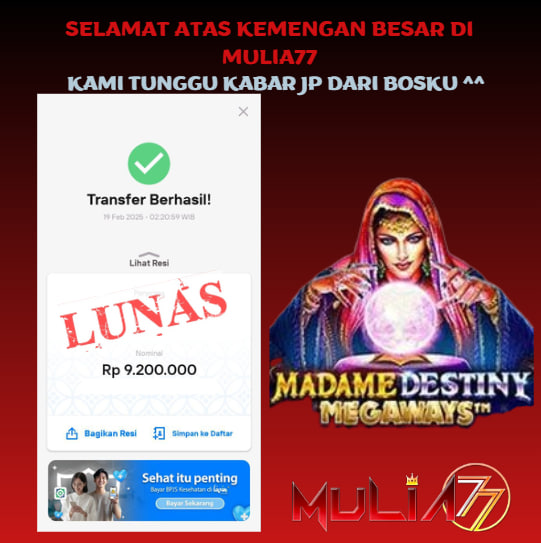 Menang Jackpot Slot Online Gacor MULIA77 Resmi Rp 9.200.000