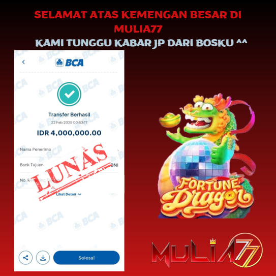 Menang Jackpot Slot Online Gacor MULIA77 Resmi Rp 4.000.000