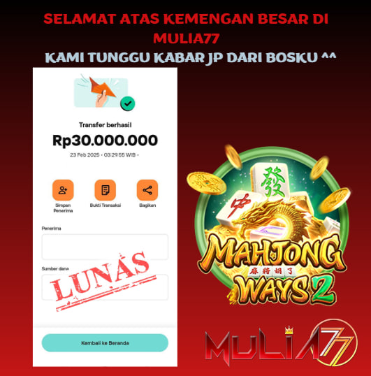 Menang Jackpot Slot Online Gacor MULIA77 Resmi Rp 30.000.000