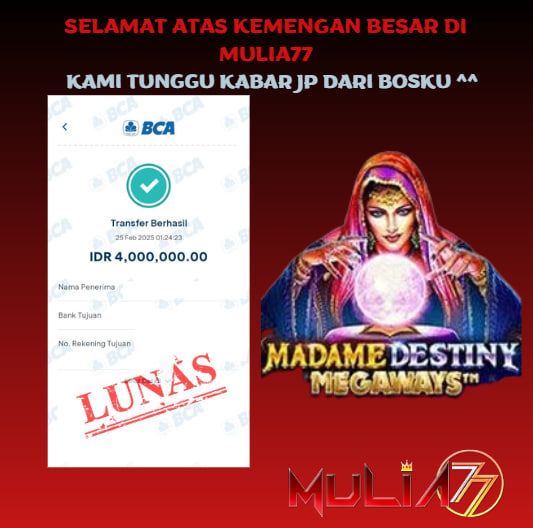 Menang Jackpot Slot Online Gacor MULIA77 Resmi Rp 4.000.000
