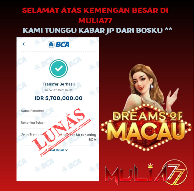 Menang Jackpot Slot Online Gacor MULIA77 Resmi Rp 5.700.000