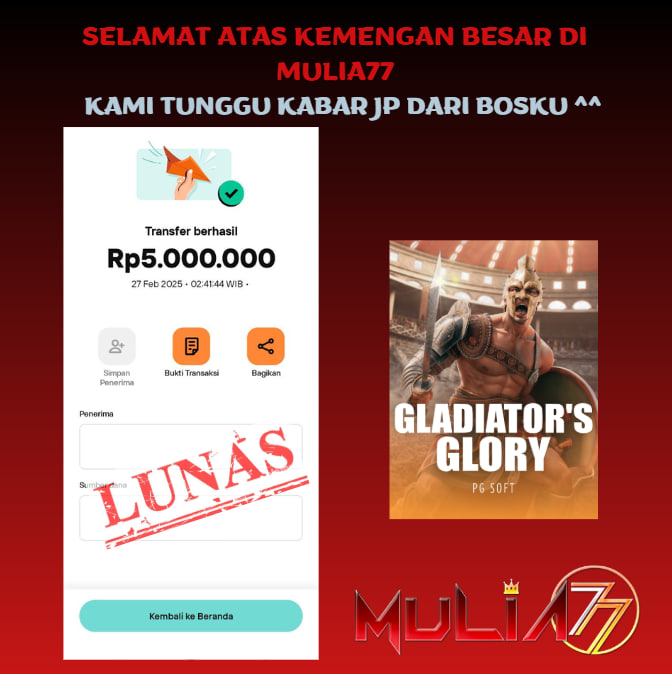 Menang Jackpot Slot Online Gacor MULIA77 Resmi Rp 5.000.000