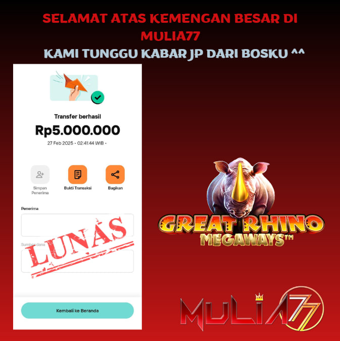 Menang Jackpot Slot Online Gacor MULIA77 Resmi Rp 5.000.000