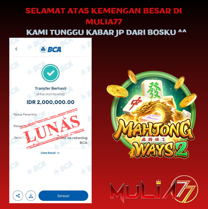 Menang Jackpot Slot Online Gacor MULIA77 Resmi Rp 2.000.000