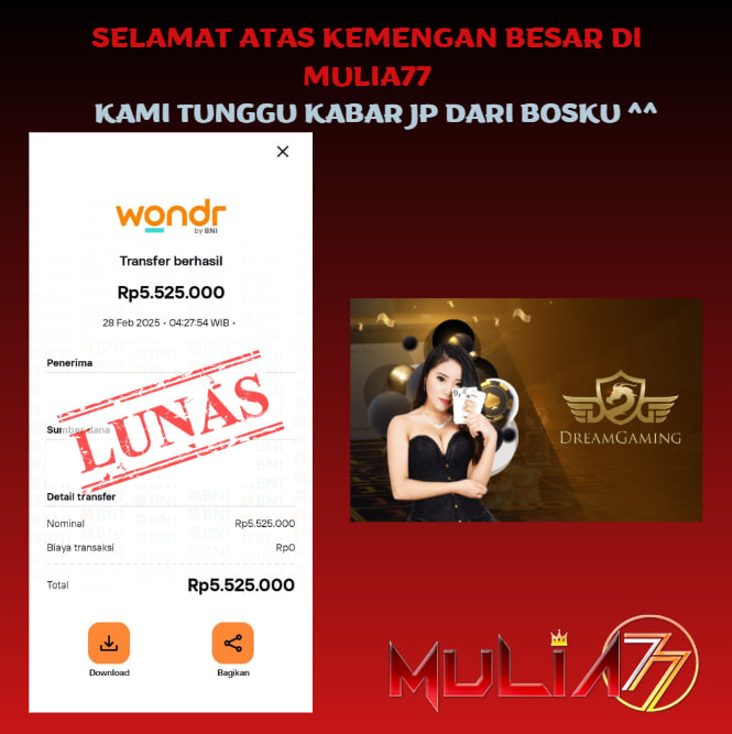 Menang Jackpot Slot Online Gacor MULIA77 Resmi Rp 5.525.000