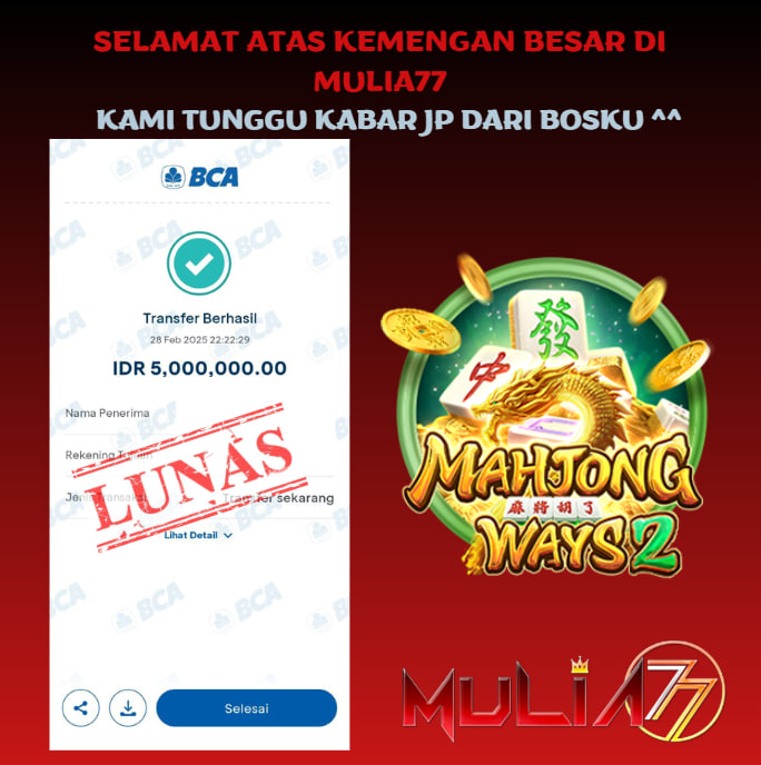 Menang Jackpot Slot Online Gacor MULIA77 Resmi Rp 5.000.000