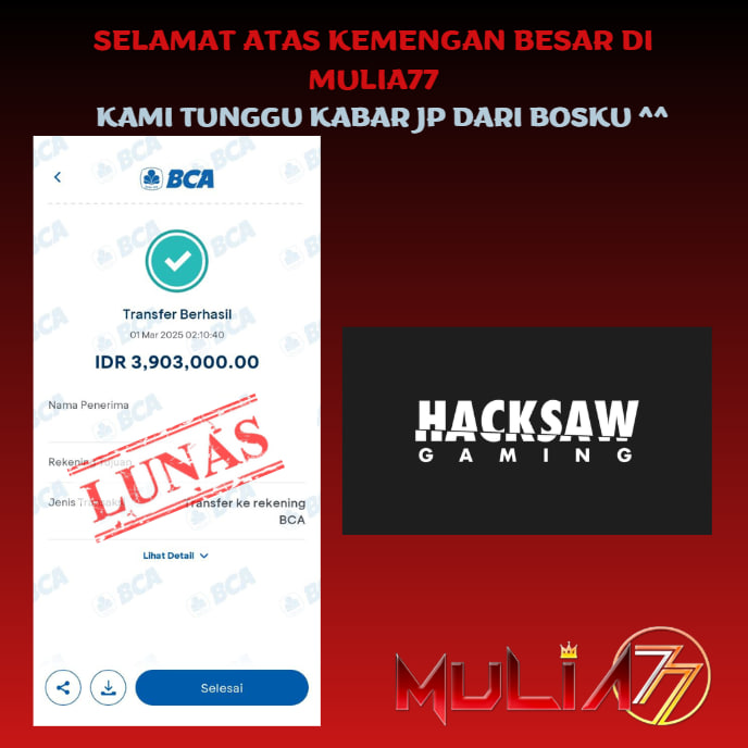 Menang Jackpot Slot Online Gacor MULIA77 Resmi Rp 3.903.000