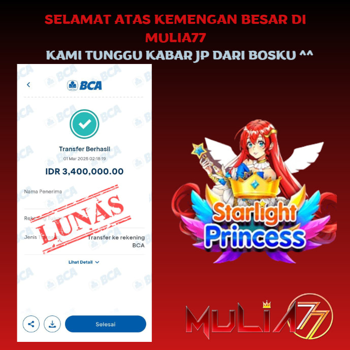 Menang Jackpot Slot Online Gacor MULIA77 Resmi Rp 3.400.000
