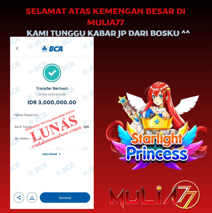 Menang Jackpot Slot Online Gacor MULIA77 Resmi Rp 3.000.000