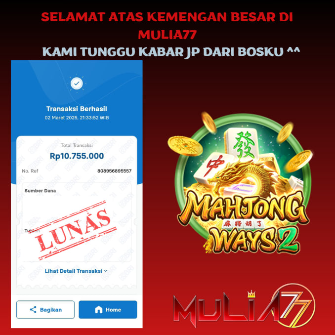 Menang Jackpot Slot Online Gacor MULIA77 Resmi Rp 10.755.000