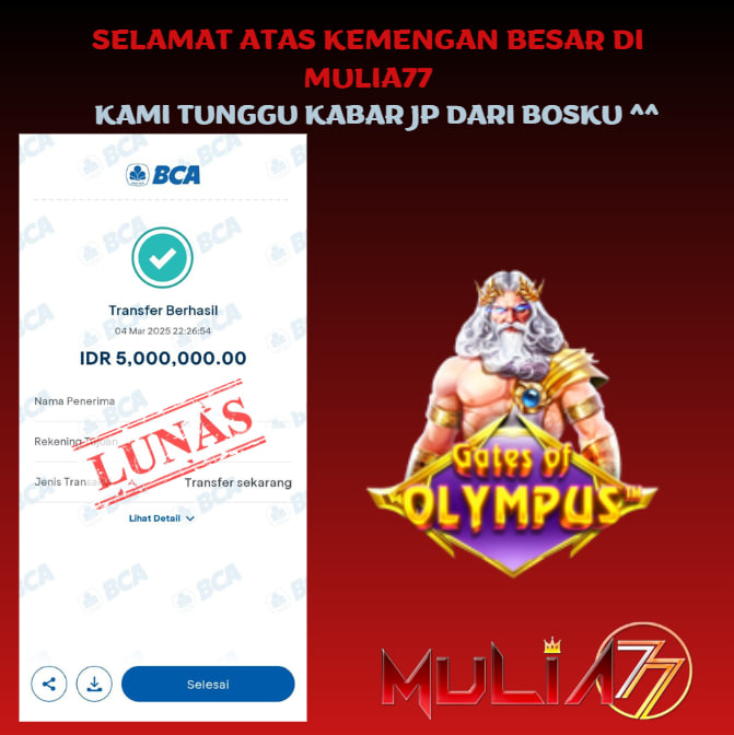 Menang Jackpot Slot Online Gacor MULIA77 Resmi Rp 5.000.000