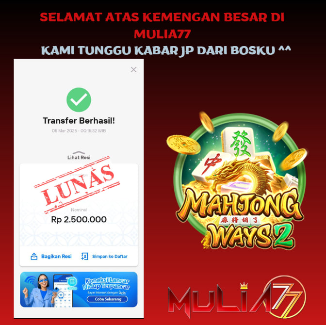 Menang Jackpot Slot Online Gacor MULIA77 Resmi Rp 2.500.000