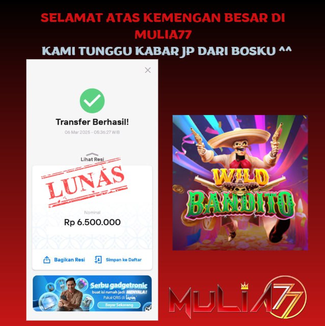 Menang Jackpot Slot Online Gacor MULIA77 Resmi Rp 6.500.000