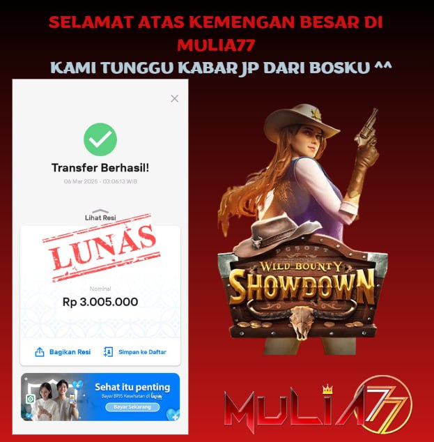 Menang Jackpot Slot Online Gacor MULIA77 Resmi Rp 3.005.000