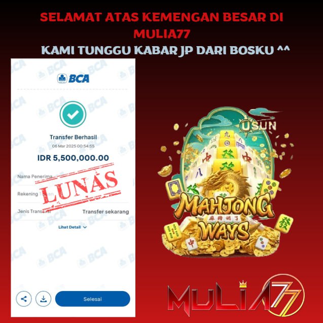 Menang Jackpot Slot Online Gacor MULIA77 Resmi Rp 5.500.000