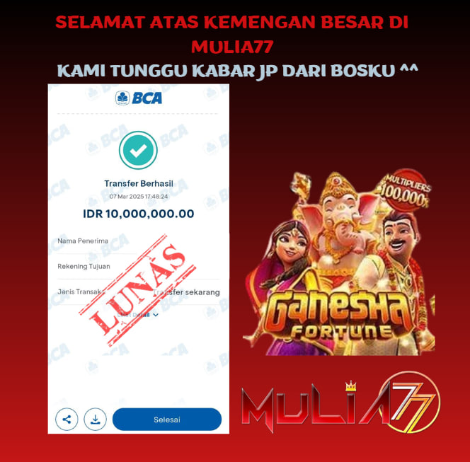 Menang Jackpot Slot Online Gacor MULIA77 Resmi Rp 10.000.000