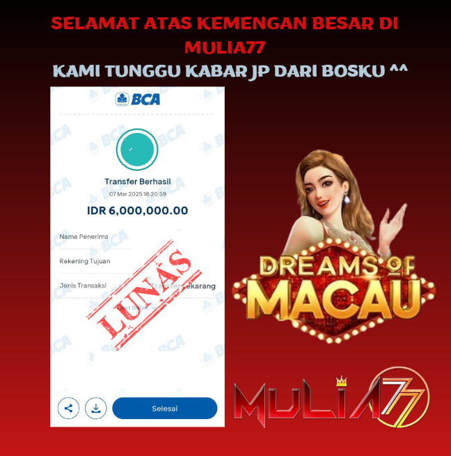 Menang Jackpot Slot Online Gacor MULIA77 Resmi Rp 6.000.000