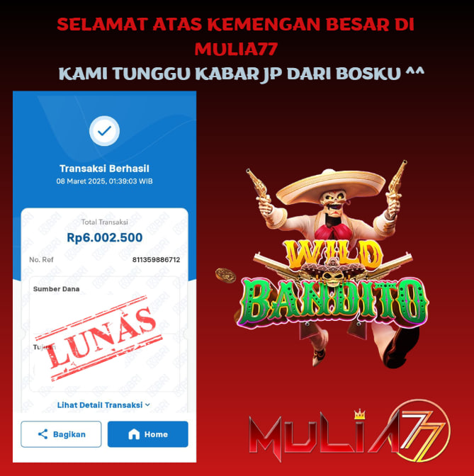 Menang Jackpot Slot Online Gacor MULIA77 Resmi Rp 6.002.500