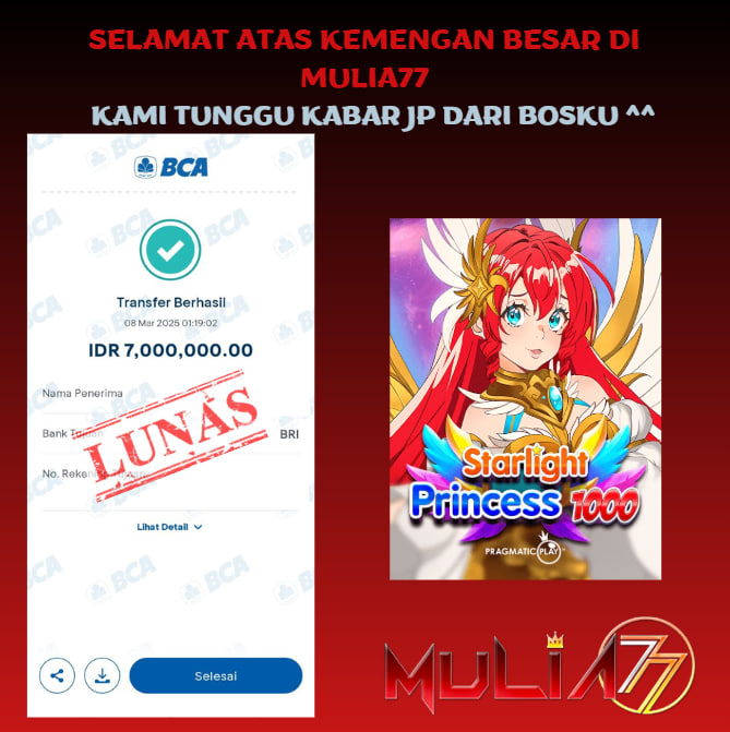 Menang Jackpot Slot Online Gacor MULIA77 Resmi Rp 7.000.000