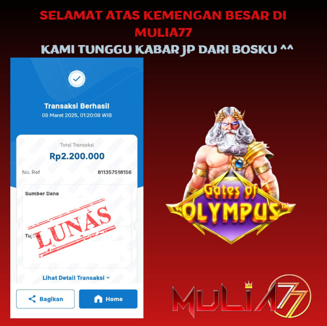 Menang Jackpot Slot Online Gacor MULIA77 Resmi Rp 2.200.000