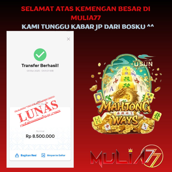 Menang Jackpot Slot Online Gacor MULIA77 Resmi Rp 8.500.000
