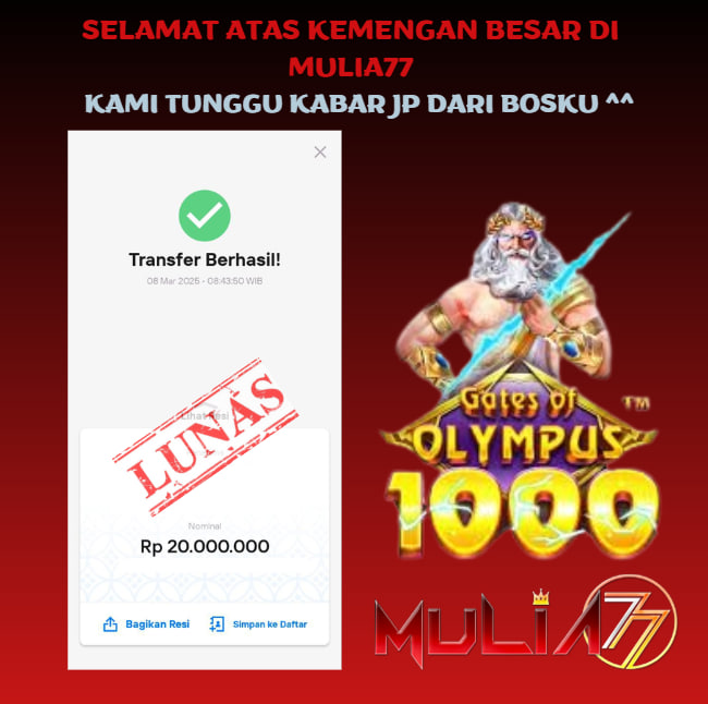 Menang Jackpot Slot Online Gacor MULIA77 Resmi Rp 20.000.000