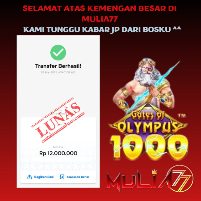 Menang Jackpot Slot Online Gacor MULIA77 Resmi Rp 12.000.000