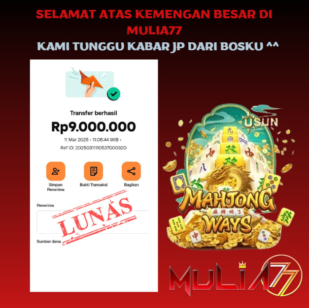 Menang Jackpot Slot Online Gacor MULIA77 Resmi Rp 9.000.000
