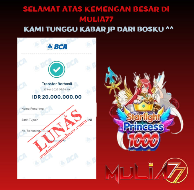 Menang Jackpot Slot Online Gacor MULIA77 Resmi Rp 20.000.000