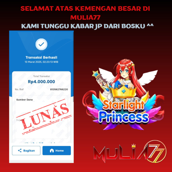 Menang Jackpot Slot Online Gacor MULIA77 Resmi Rp 4.000.000