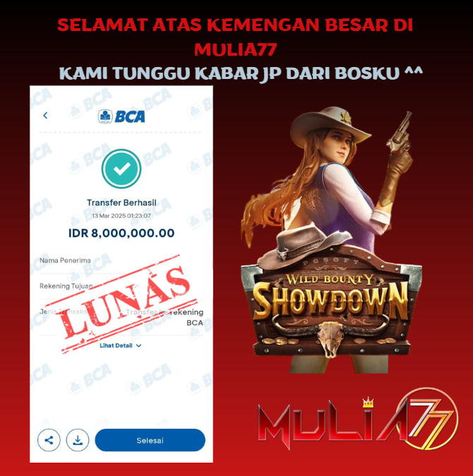 Menang Jackpot Slot Online Gacor MULIA77 Resmi Rp 8.000.000
