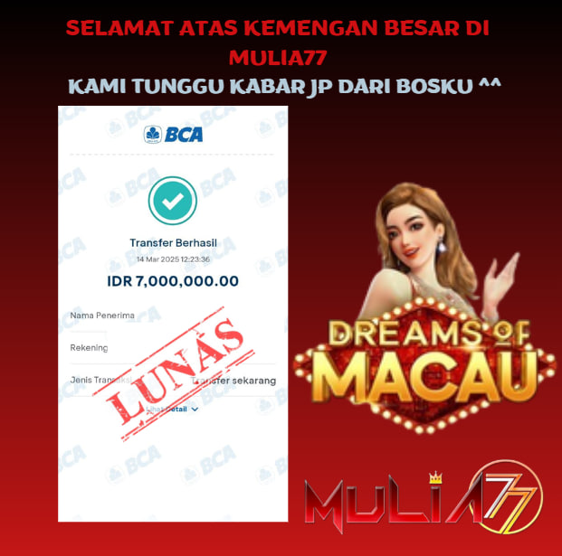 Menang Jackpot Slot Online Gacor MULIA77 Resmi Rp 7.000.000
