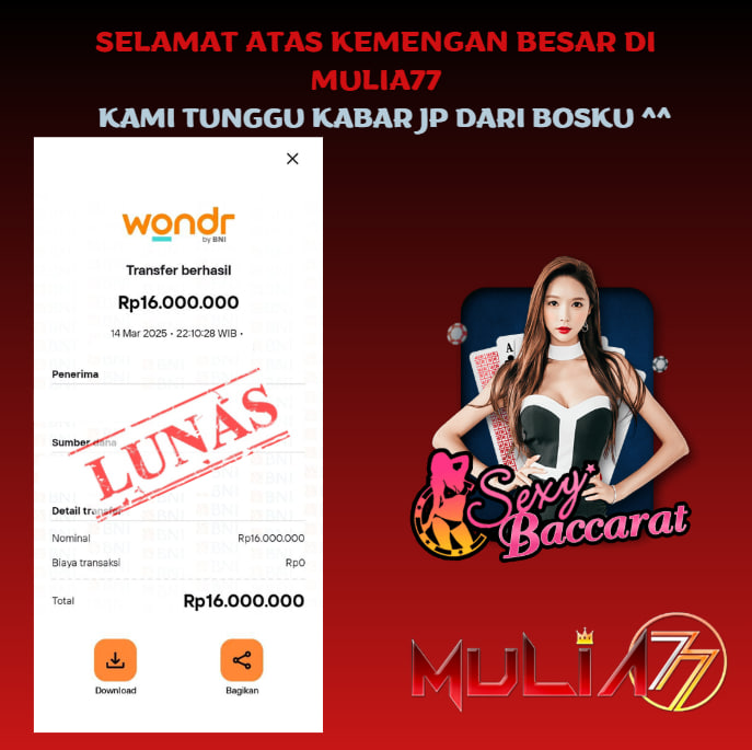 Menang Jackpot Slot Online Gacor MULIA77 Resmi Rp 16.000.000